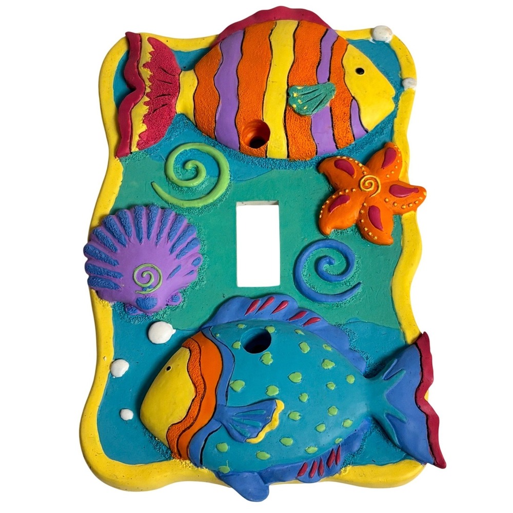 Tropical Fish Single Toggle Light Switch Cover 3D Ocean Decor Bright Ocean Kids
